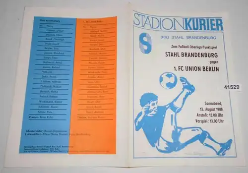 Stadion Kurier Programm Fußball-Oberliga Punktspiel 1988  Stahl Brandenburg - 1. FC Union Berlin