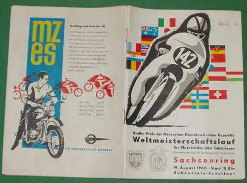Grand prix de la République démocratique allemande course mondiale pour motos de toutes les classes solo
