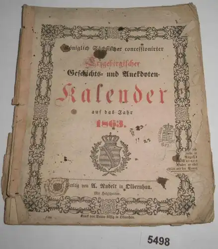 Calendrier des Histoires et Anecdotes du roi Saxon Concessionnaire d'Arche et d ' Anekdote pour l'année 1863