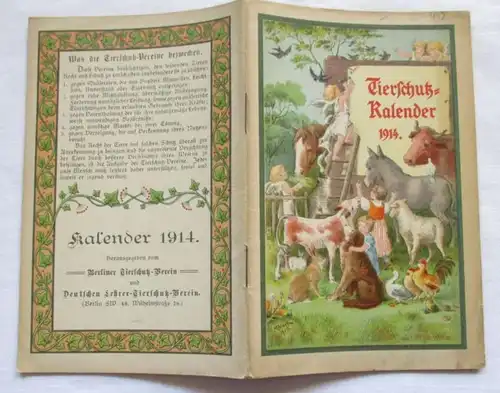 Calendrier 1914 pour le bien-être des animaux