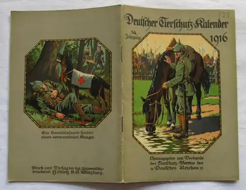 Calendrier allemand de protection des animaux 1916 - 34e année