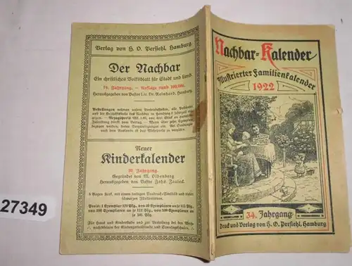 Calendrier des voisins - calendrier familial illustré pour 1922 (34e année)