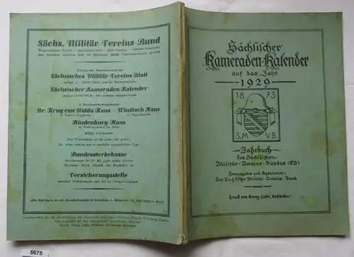 Calendrier de camarade de Saxon pour l'année 1929 - Annuaire de la Fédération militaire-union (E.V.)