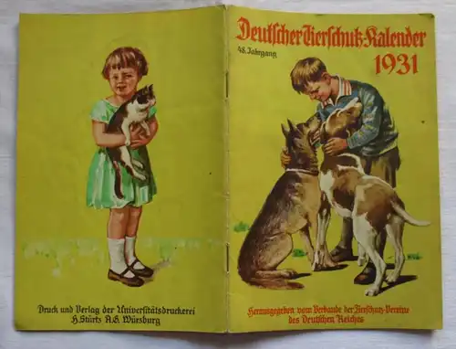 Calendrier allemand de protection des animaux 1931 - 48e année