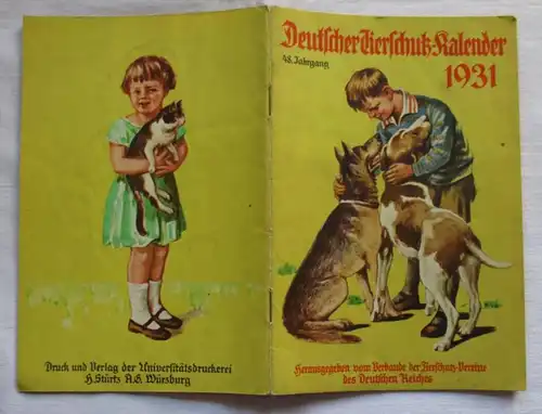 Deutscher Tierschutzkalender 1931 - 48. Jahrgang