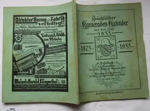 Calendrier des camarades de Saxons pour l'année 1933 - Annuaire de la Fédération militaire-union (E.V.)