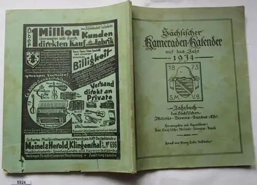 Calendrier des camarades de Saxons pour l'année 1934 - Annuaire de la Fédération militaire-Union Saxe (E.V.)