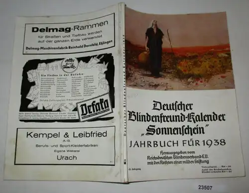 Calendrier allemand des aveugles "Sonnenschein" Annuaire pour 1938