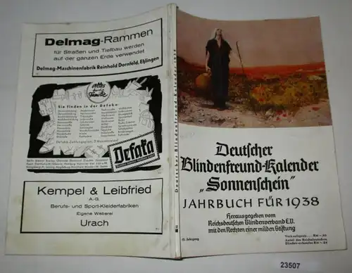 Deutscher Blindenfreund-Kalender "Sonnenschein" Jahrbuch für 1938