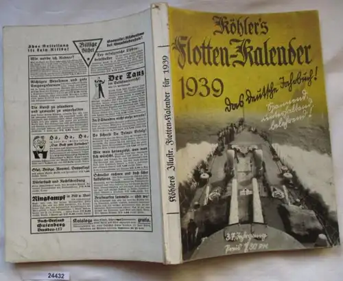 Köhlers Flottenkalender 1939 - Illustrierter deutscher Flottenkalender 37. Jahrgang