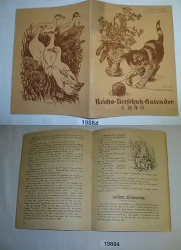 Reichs-Tierschutz-Kalender 1940 Ausgabe B (für die Oberstufe)
