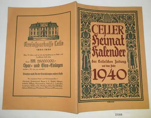 Calendrier d'origine de Celler du journal de Celles en 1939