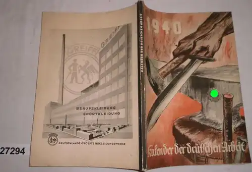 Calendrier du travail allemand 1940. .