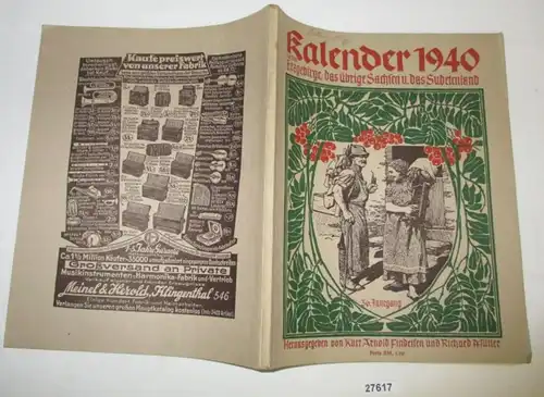 Calendrier 1940 pour les monts Métallifères, le reste de la Saxe et le Sudèteland - 36e année