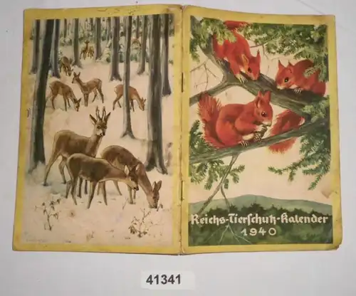 Calendrier de la protection des animaux de Richs 1940 édition A pour le niveau inférieur et intermédiaire