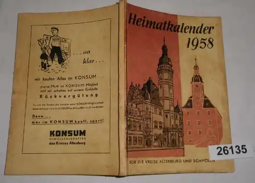 Calendrier d'origine pour les districts d ' Altenburg et Schmölln 1958