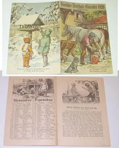 Calendrier allemand de protection des animaux 1928.