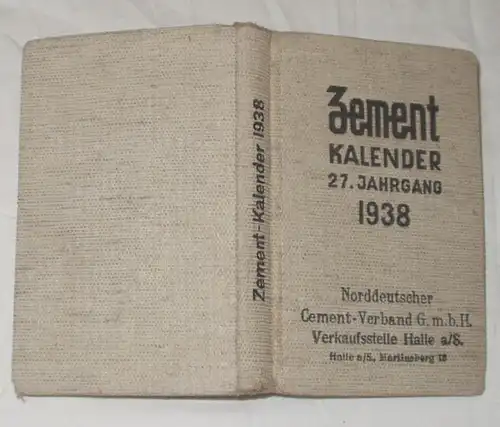 Calendrier du ciment 1938. ..