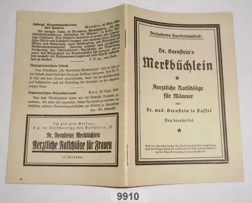 Dr. Bernstein's Merkbüchlein - Ärztliche Ratschläge für Männer - Die Geschlechtskrankheiten