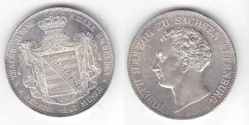 1 Doppeltaler Silber Münze Sachsen Altenburg Herzog Joseph 1847 (111494)