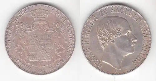 1 Doppeltaler Silber Münze Sachsen Altenburg Herzog Georg 1852 (111733)