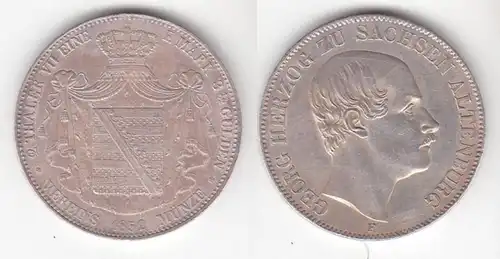 1 pièce d'argent double-talale Sachsen Altenburg Herzog Georg 1852 (111733)