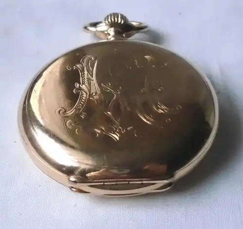 Goldene Taschenuhr Uhrenfabrik Union Glashütte 1 A um 1900 im Originaletui