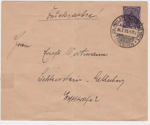 02278 DR Ganzsachen Umschlag PU77 29.Dt.Philatelistentag Dresden 1923