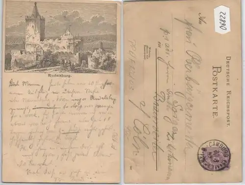 06822 DR Ganzsachen Postkarte PP6/F120/3 Rudelsburg 1887