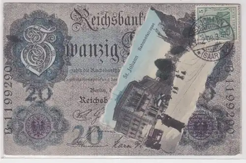 07916 Banknoten Ak St.Johann Bahnhofstrasse 1909