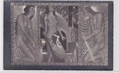 07989 Artiste Erotic Ak ' Trouver un sur le trône double' vers 1910