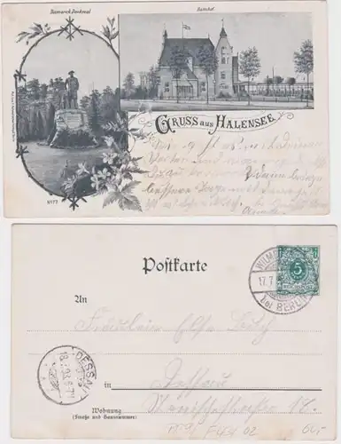 10611 DR Ganzsachen Postkarte PP9/F43/2 Gruß aus Halensee Bahnhof usw. 1898