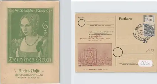 11824 Timbres AK Rhein-Posta Exposition des timbres Cologne 13-20 avril 1947