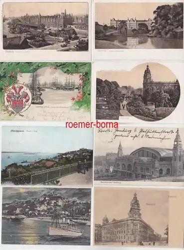12947/8 Ak Hambourg port libre, poste, bâtiment judiciaire, gare centrale, etc. vers 1900
