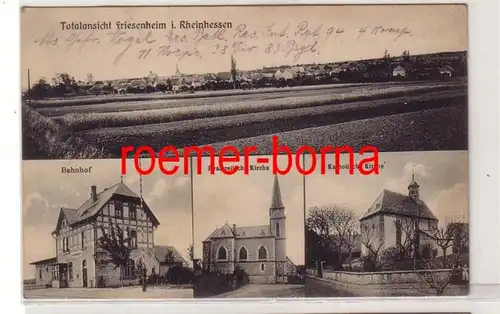 13001 Multi-image Ak Friesenheim i. Rheinhessen gare, Kirchen, Totale 1914