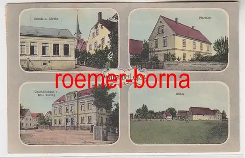 19473 Mehrbild Ak Wyhra Geschäftshaus, Schule, Kirche, Pfarrhaus, Mühle 1911