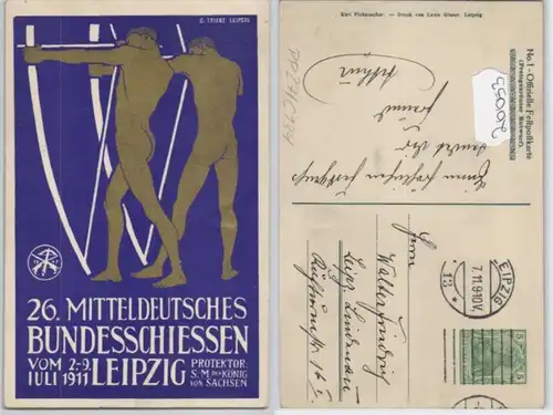 20053 DR Plein de choses Carte postale PP27/C134 Leipzig 26.Middt. Bundesschissen 1911