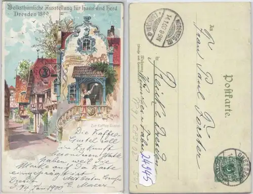 24945 DR Carte postale complète PP9/C85/02 Dresde Exposition folklorique 1899