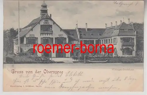 25153 Ak Gruss von der Oberspree Wikinger Bootshaus 1901