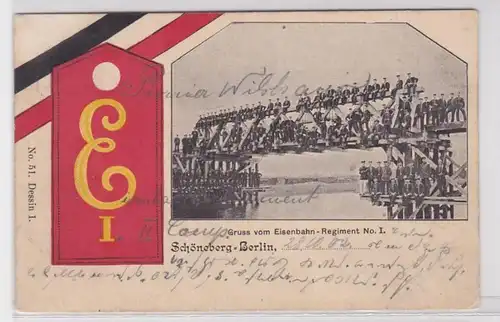 29320 Ak Gruß vom Eisenbahn Regiment Nr.1 Schöneberg Berlin 1902