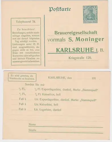 29337 DR Plein de cas Carte postale P90 Imprimer Brasserie avant S. Moninger Karlsruhe