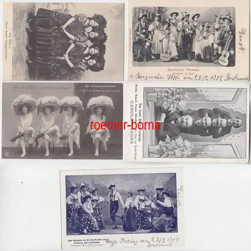 33442/5 Ak Artiste Ensemble Danse, orchestre et chanteur vers 1910