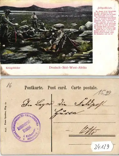 34129 Feldpost Ak allemand Sud-Ouest Afrique images de guerre vers 1907