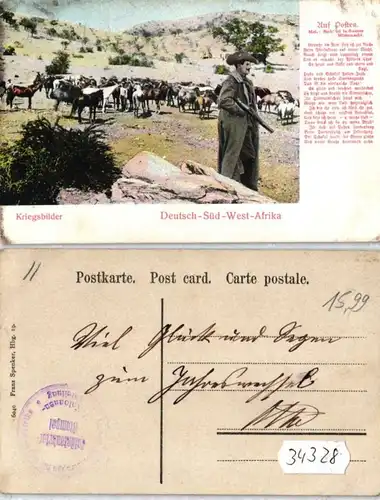 34328 Feldpost Ak Deutsch Süd West Afrika Kriegsbilder um 1907