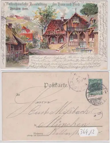 36412 DR Ganzsachen Postkarte PP9/C85/01 Dresden Volksthümliche Ausstellung 1899