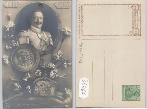 36566 DR Carte postale complète PP27/C233 Kaiser Wilhelm II Jubilé du Gouvernement1913