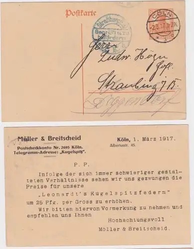36950 DR Carte postale complète P110 Imprimer Möller & Breitscheid Cologne 1917