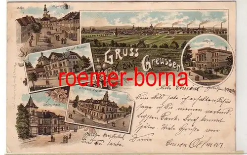 36967 Ak Lithographie Gruss aus Greussen Zum Prinzen Leopold usw. 1899