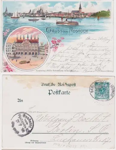 38613 DR Plein de choses Carte postale PP9/F84/03 Salutation de Rostock 1898