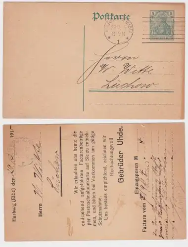 39979 DR Carte postale P96 Tirage Frères Uhde Harburg (Elbe) 1915